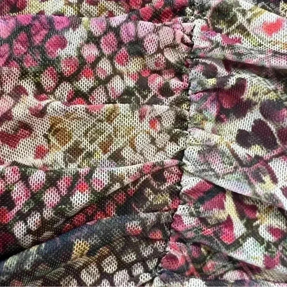 Bebe Ruched Mesh Midi Skirt, Pink Multi Snake Print, Lined, Size XL. NWT! - Picture 9 of 15